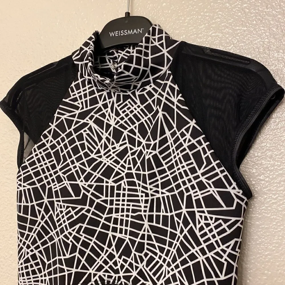 WEISSMAN Dance Costume biketard acro Radioactive  11828 Black white child- XLC